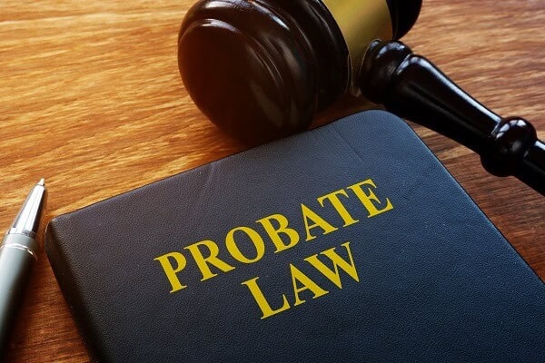 Probate law book with a gavel