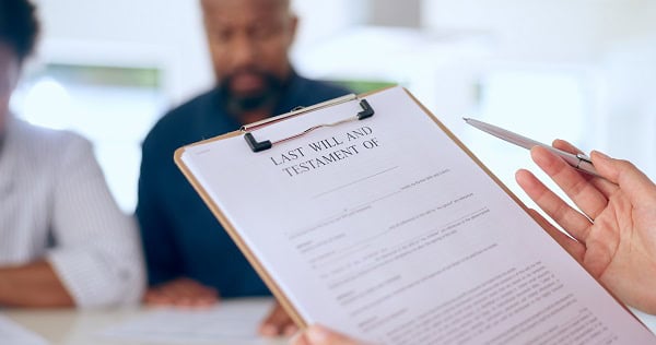 last will and testament document in progress