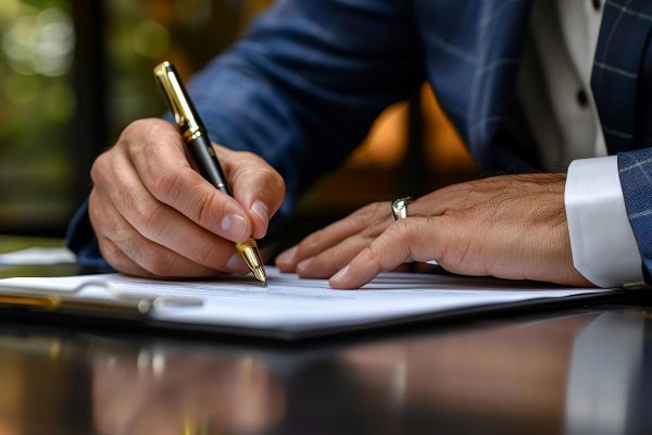 person writing a will