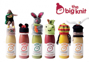 the big knit small hats on smoothie bottles